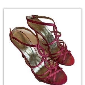 Valentino Garavani Pink Sling Back Ankle Strap Satin Heels Sz 36 Open Toe Sexy